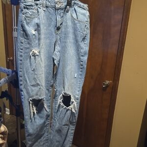 Express Light Blue Distressed Boyfriend Jeans
